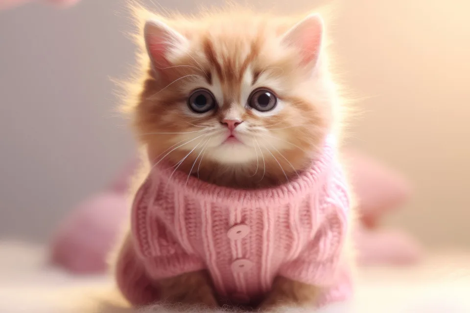 Rotes Kätzchen in rosa Pullover