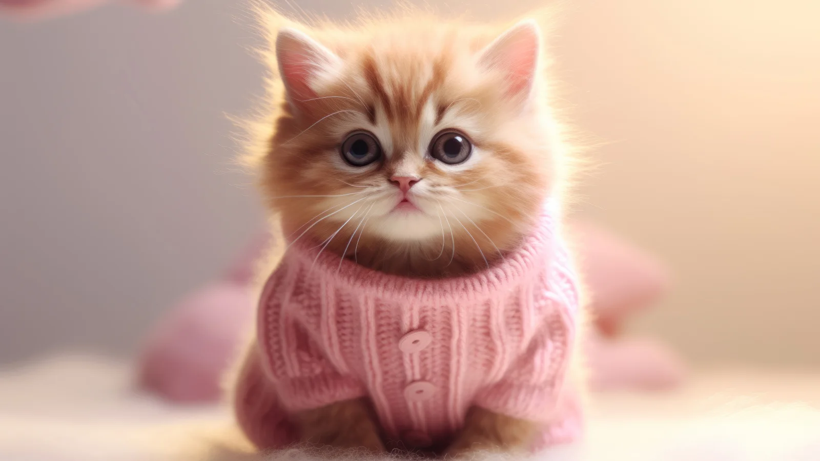 Rotes Kätzchen in rosa Pullover