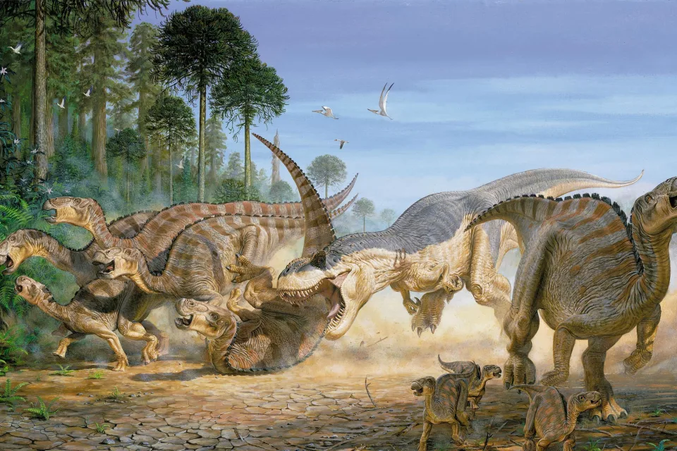 Angriff eines wütenden Dinosauriers