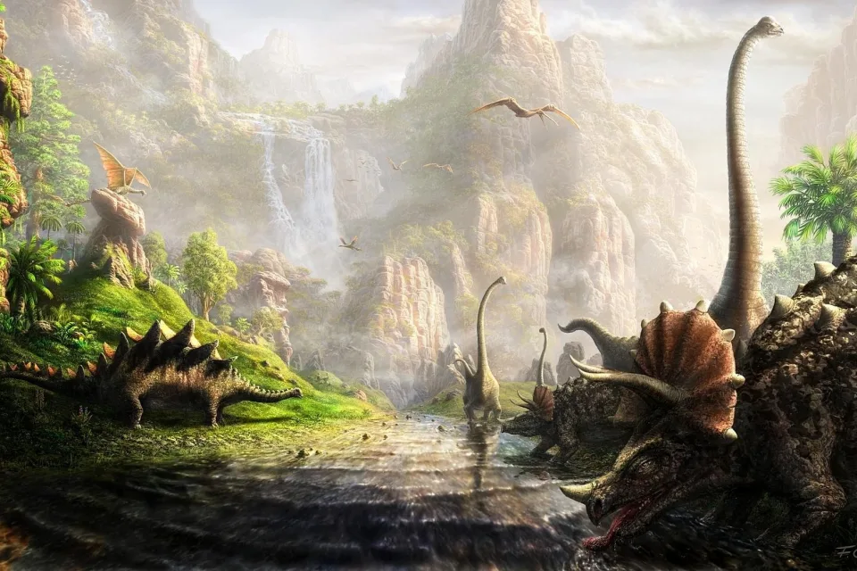 Dinosaurier am Fluss