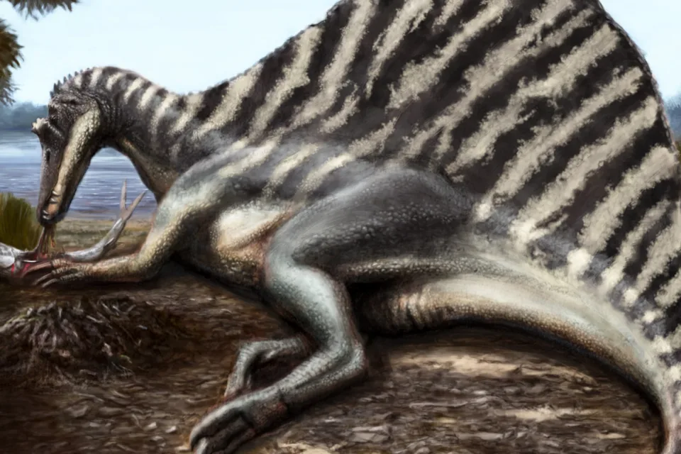 Dinosaurier am Flussufer