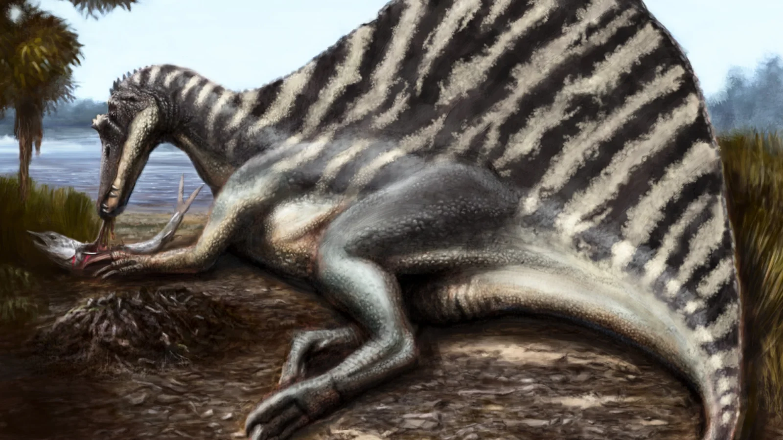 Dinosaurier am Flussufer
