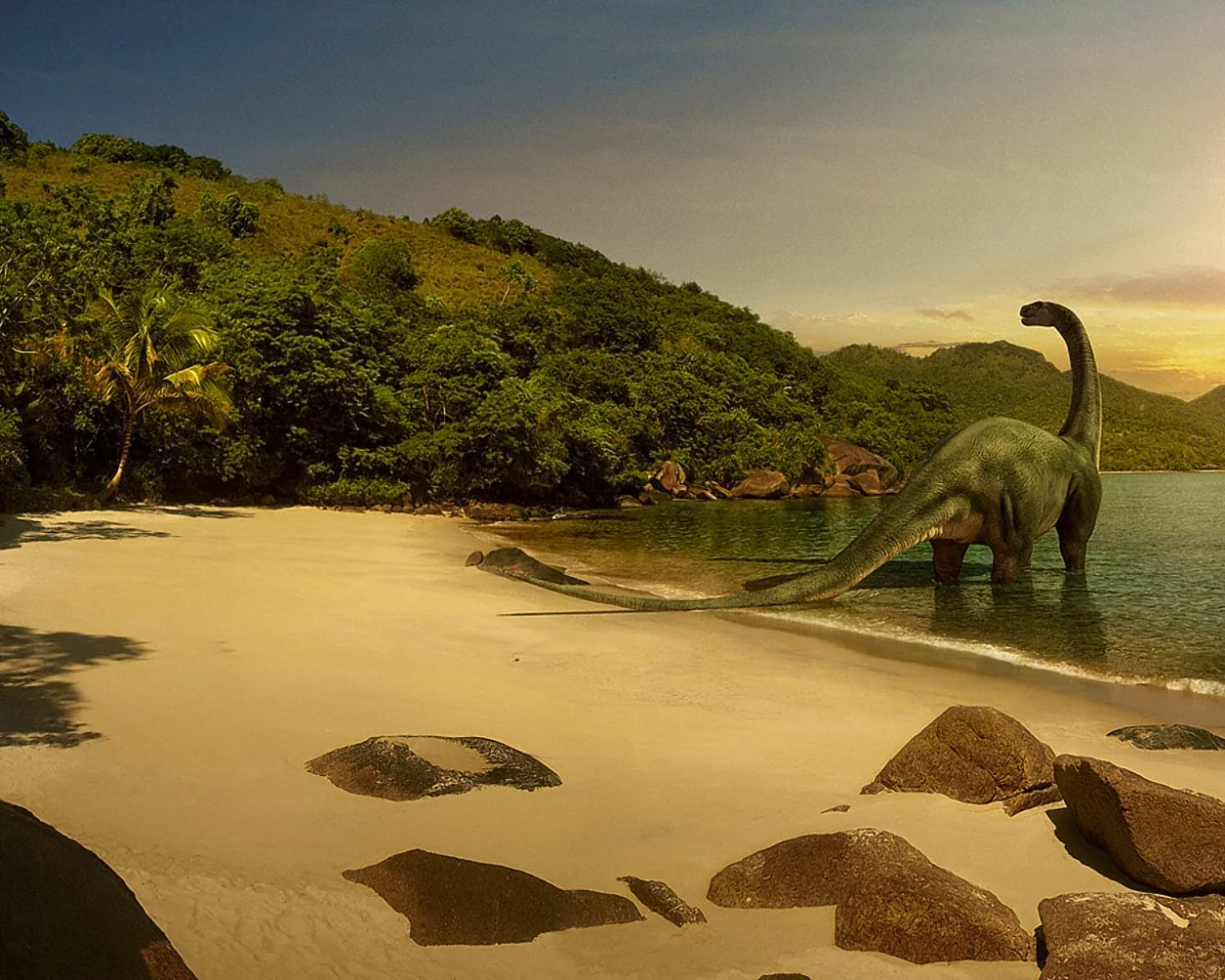 Dinosaurier steht im Wasser