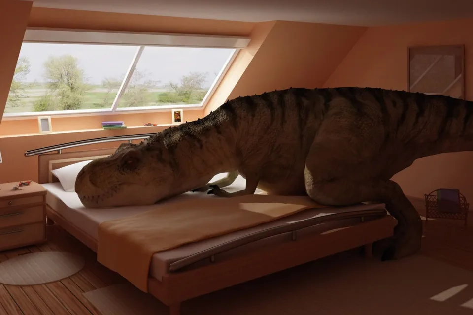 Dinosaurier auf Bett