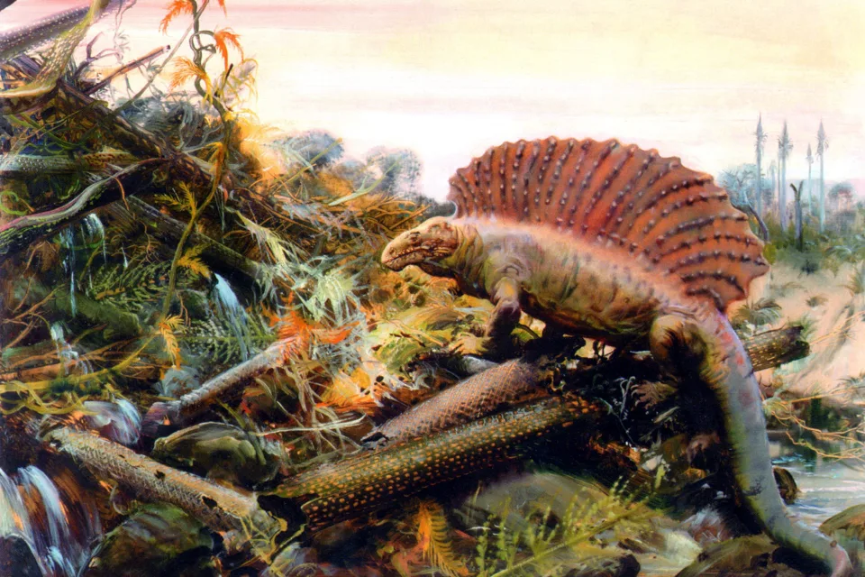 Dinosaurier auf Trümmern