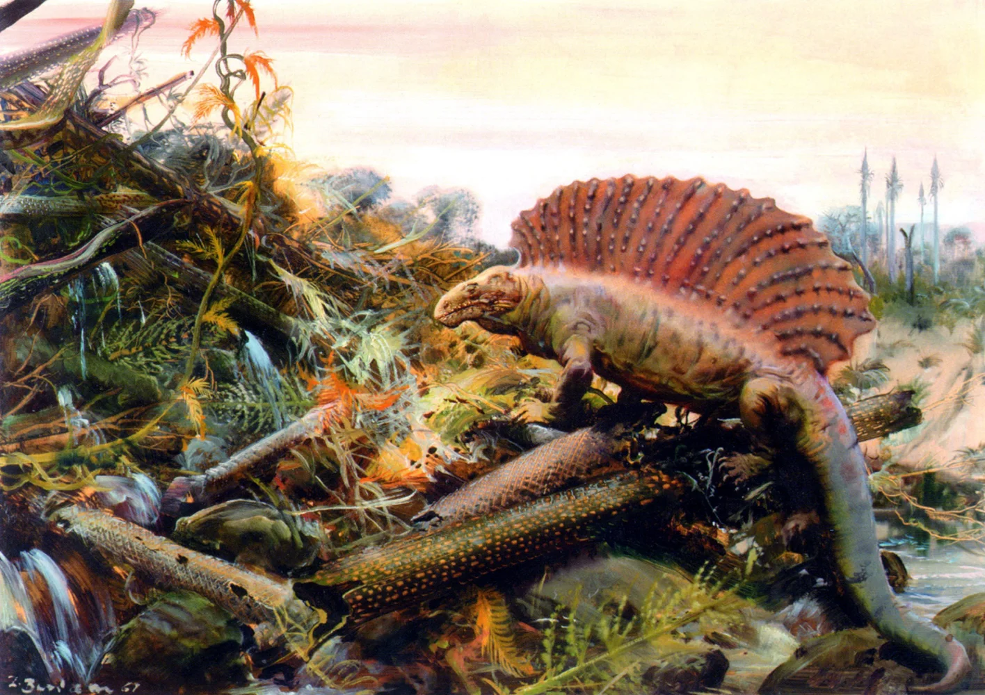 Dinosaurier auf Trümmern