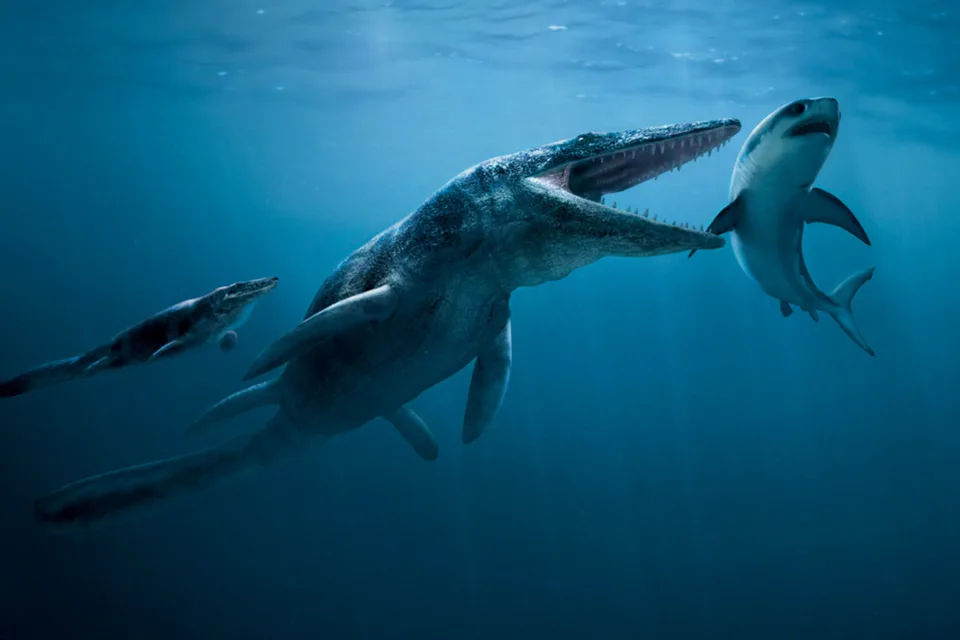 Dinosaurier im Unterwasserkampf