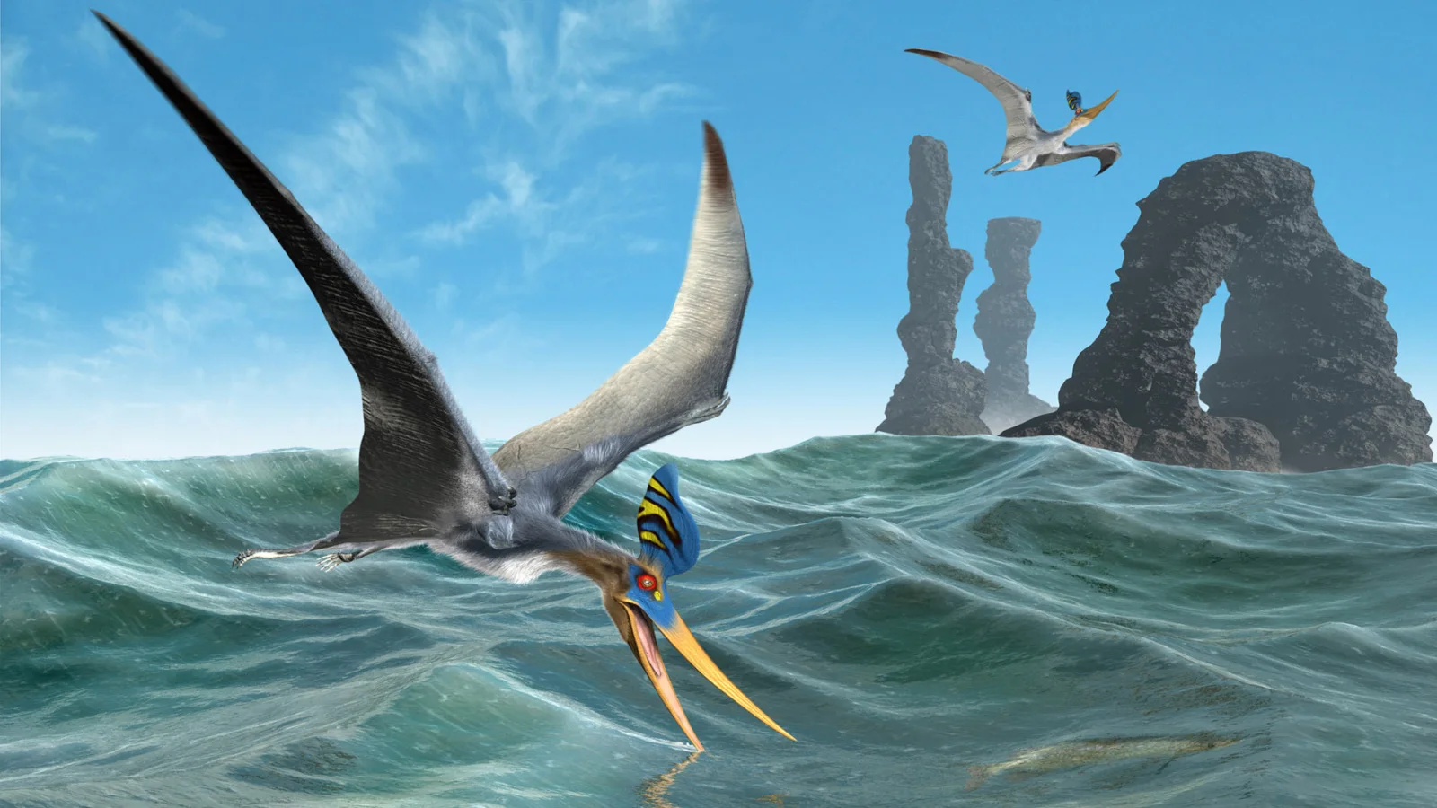 Dinosaurier über dem Meer