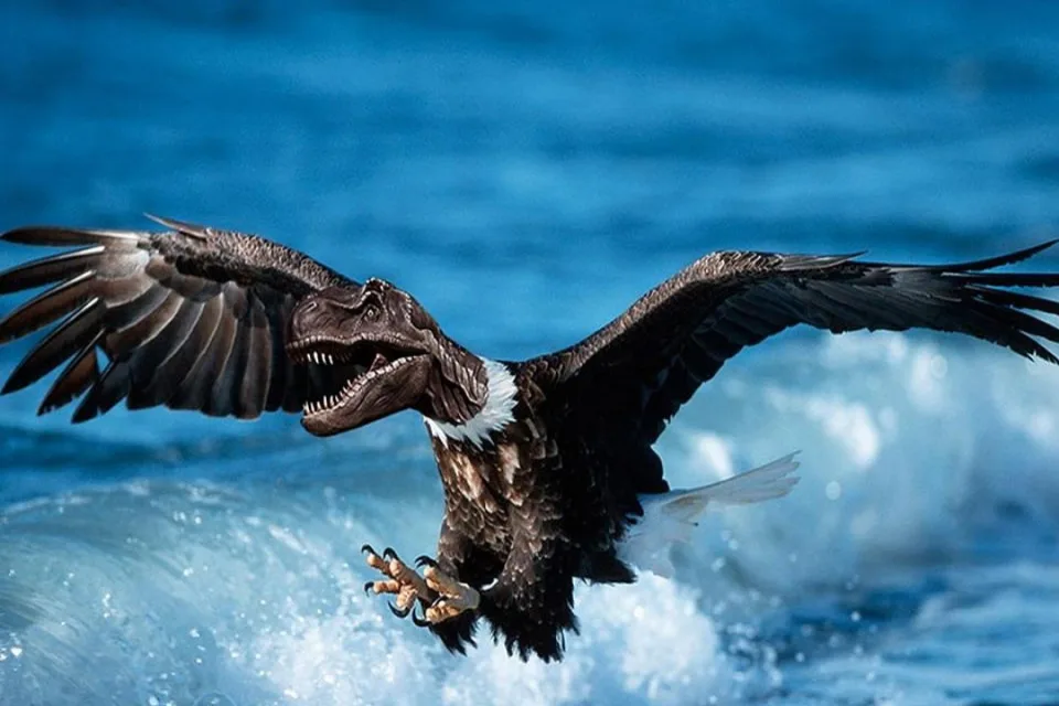 Fantasievoller Dinosaurieradler am Himmel