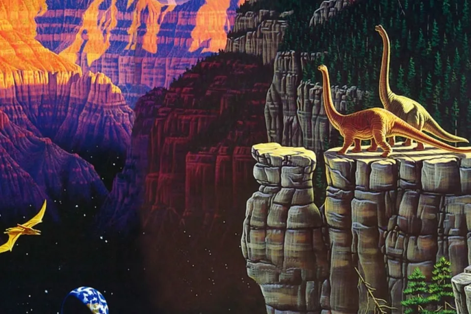 Landschaft mit Dinosauriern