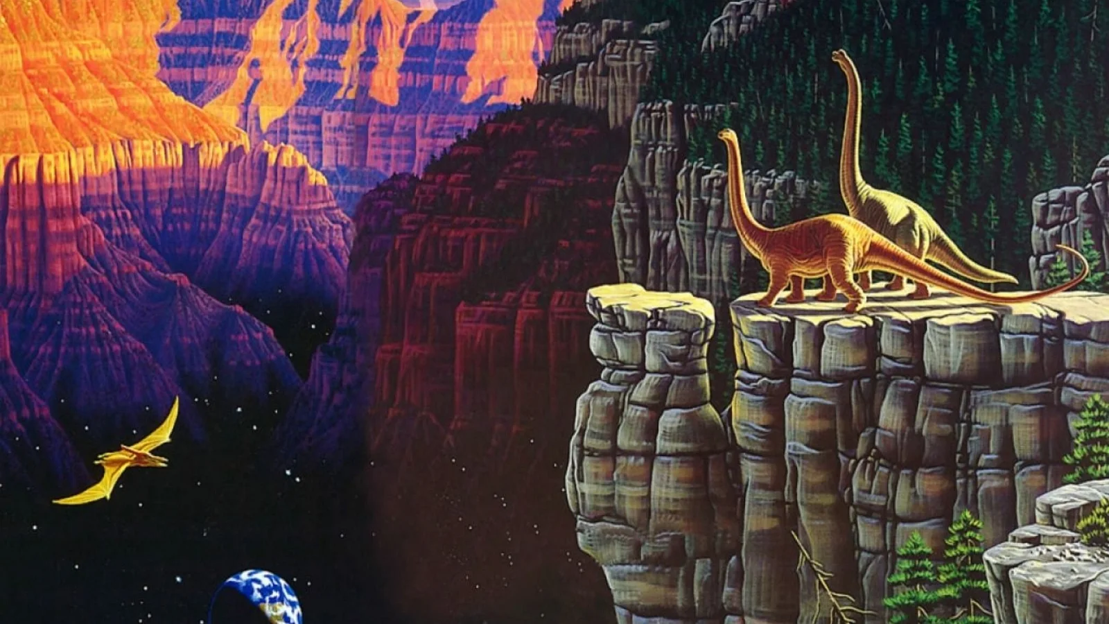 Landschaft mit Dinosauriern