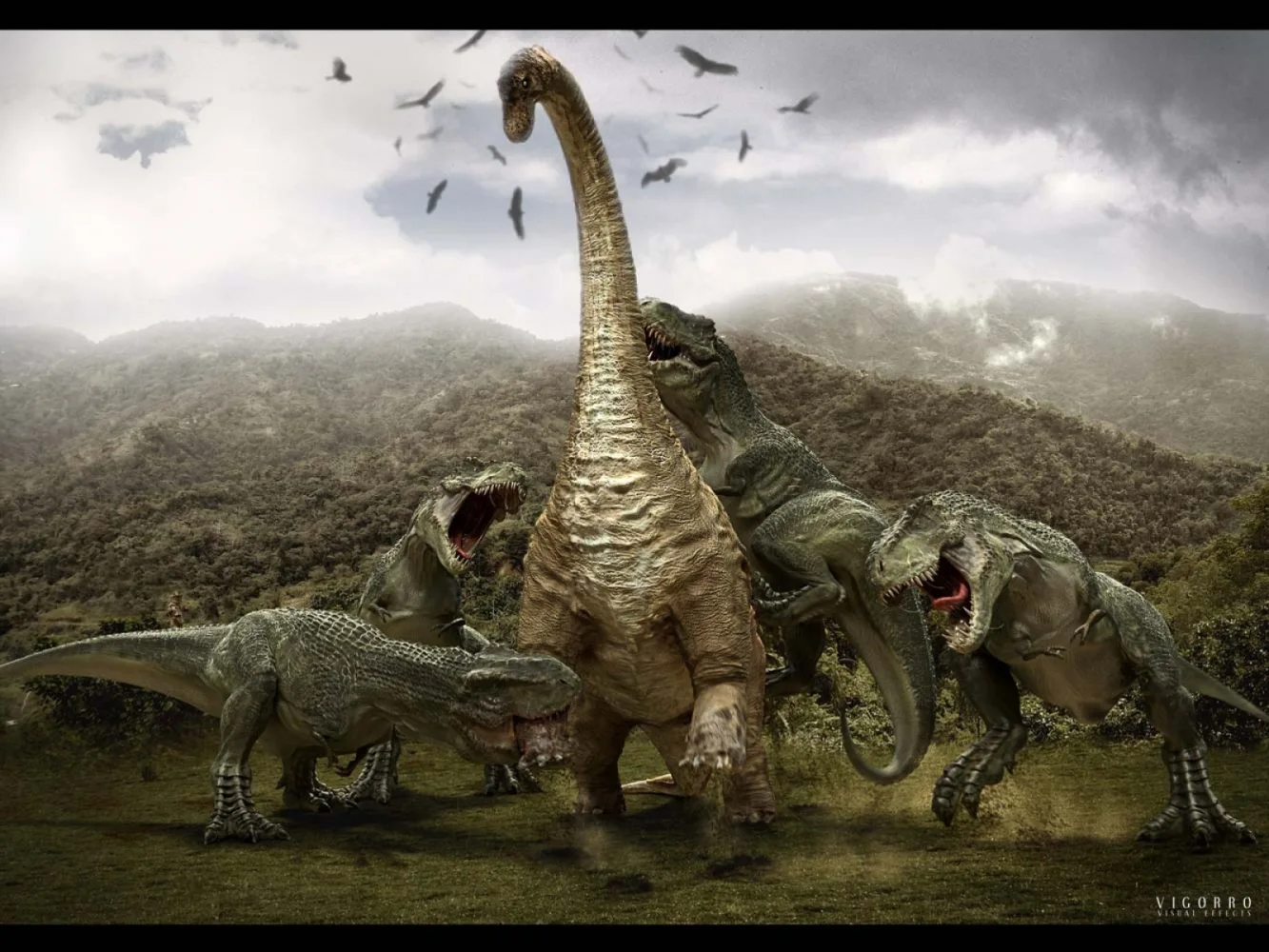 Tiermotiv – Tyrannosaurus greifen an