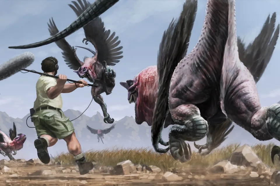 Tontechniker auf der Jagd nach Dinosauriern