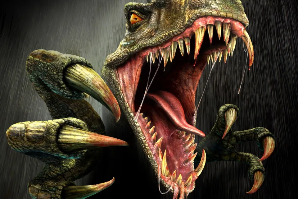 Zahnbewehrtes Dinosauriermaul