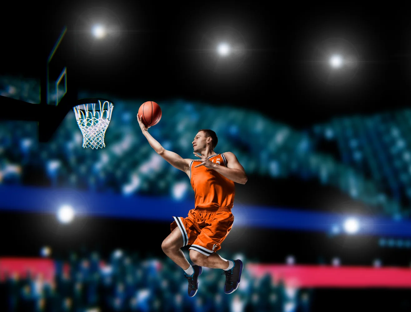 Basketballspieler beim Korbwurf