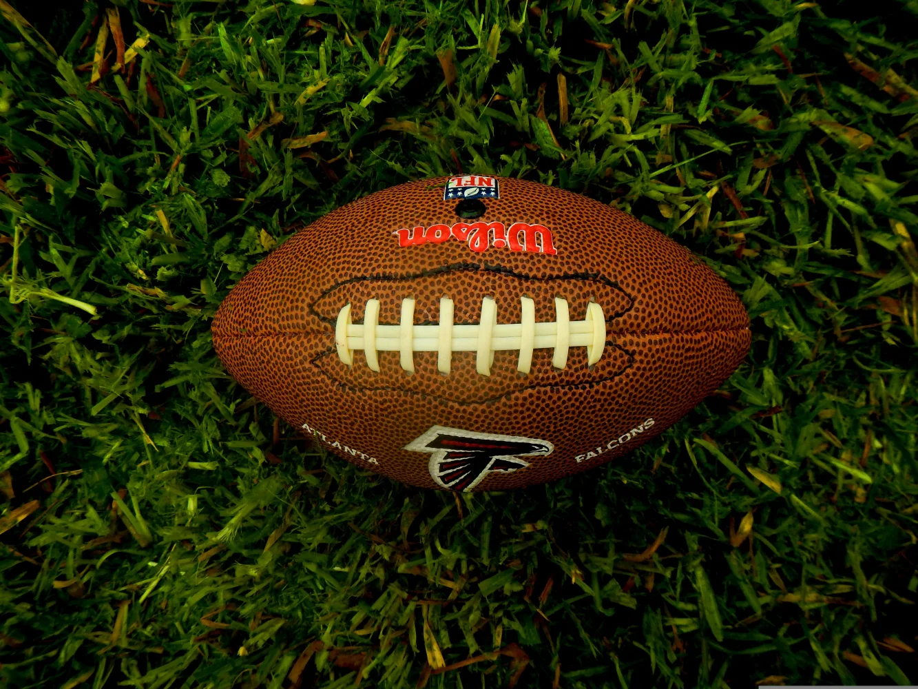 Ball für Spiel in amerikanischer Fußball auf grünem Gras