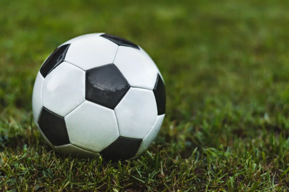 Fußball liegt auf grünem Gras
