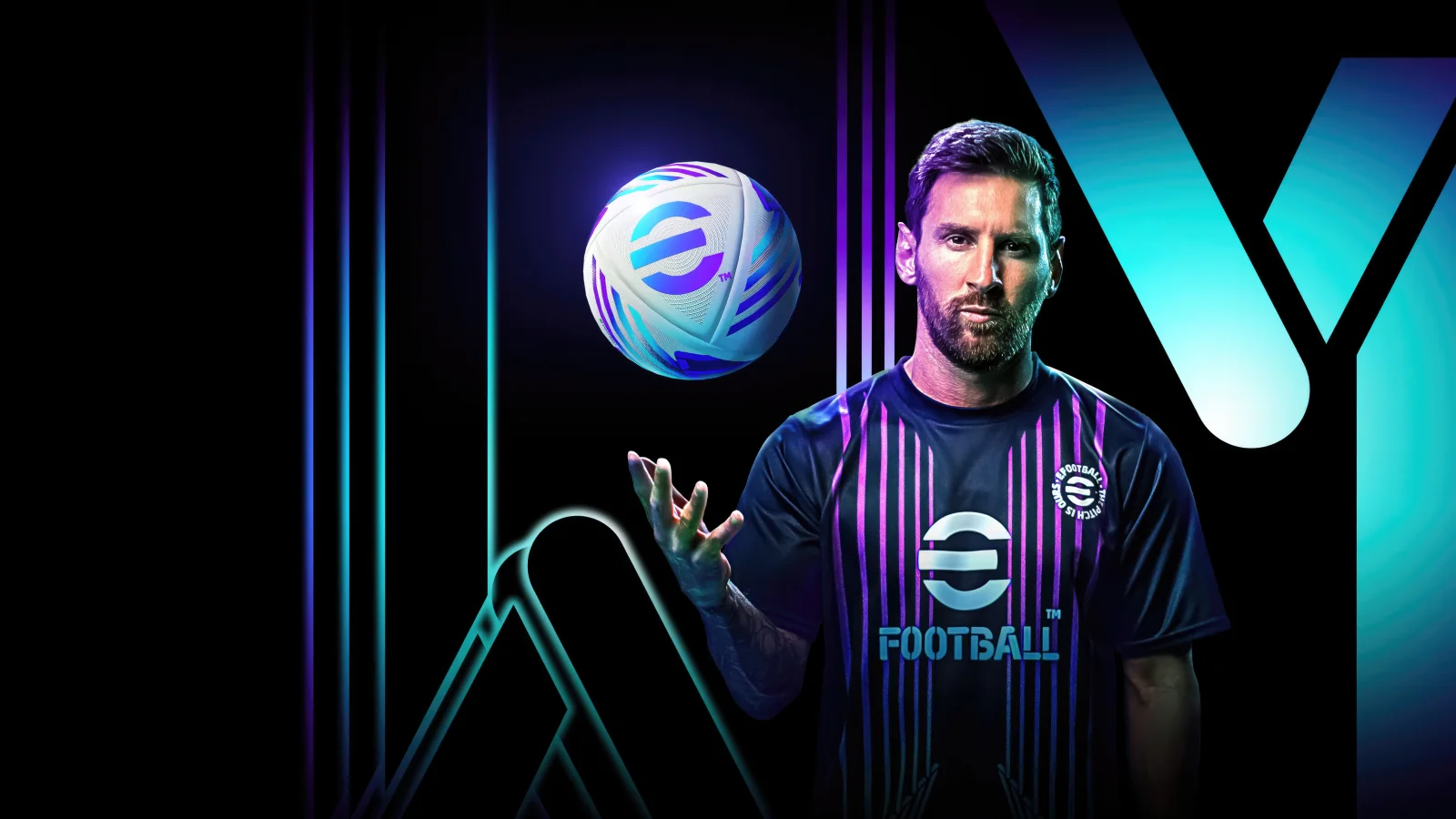 Fußballspieler Lionel Messi mit einem Ball in den Händen