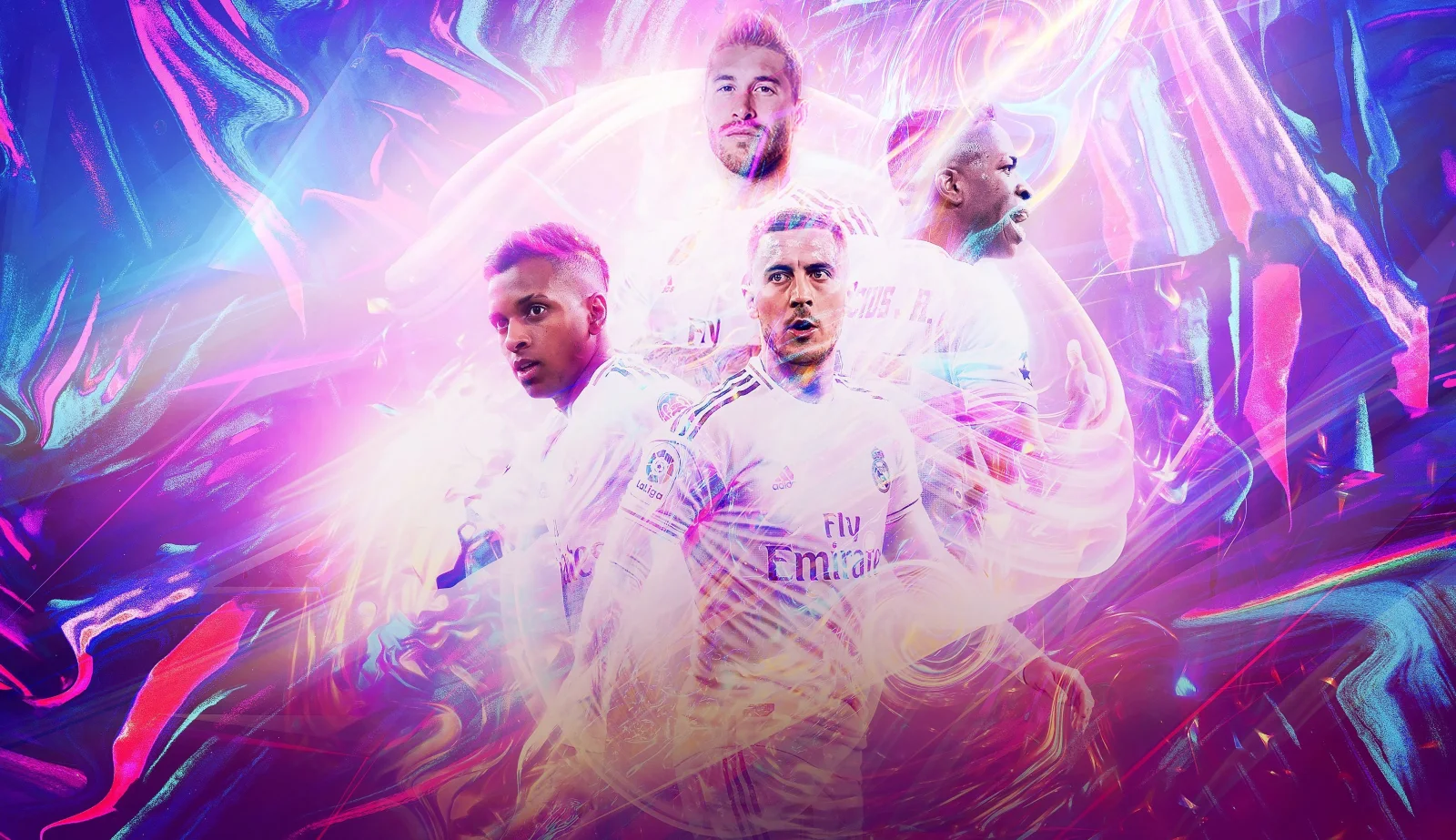 Fußballspieler aus Vereins Real Madrid auf Hintergrund