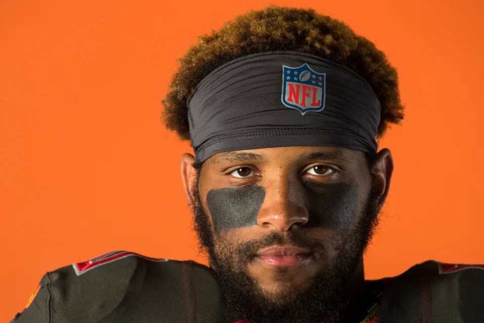 Spieler in amerikanischer Fußball O. J. Howard Gesicht in Nahaufnahme