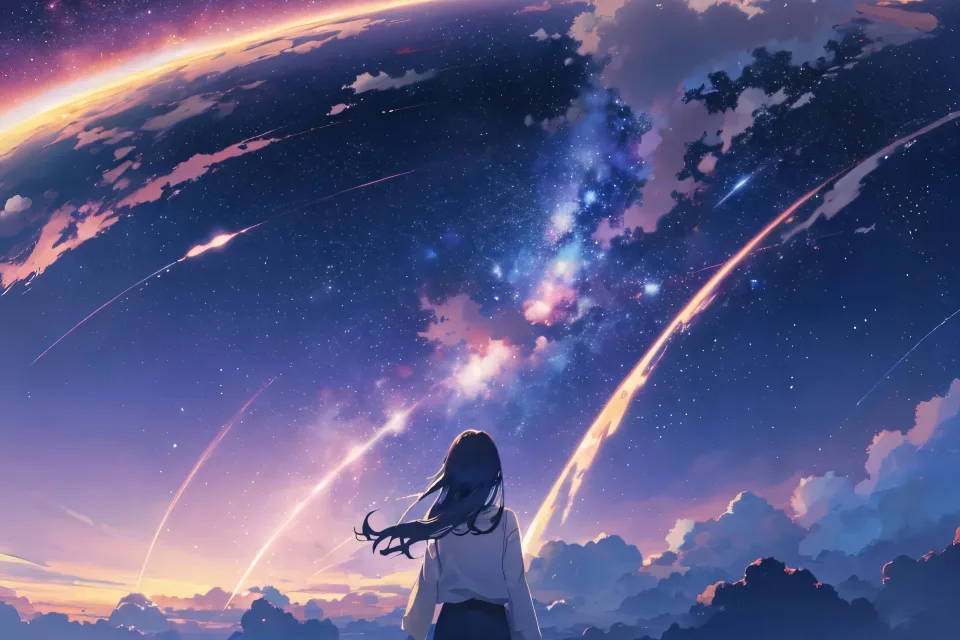 Anime Mädchen Nachthimmel