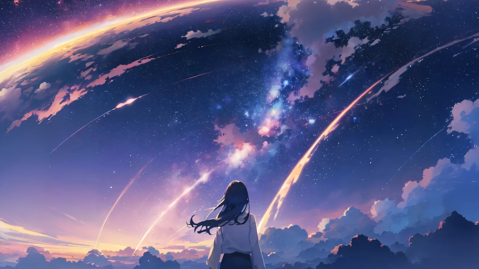 Anime Mädchen Nachthimmel