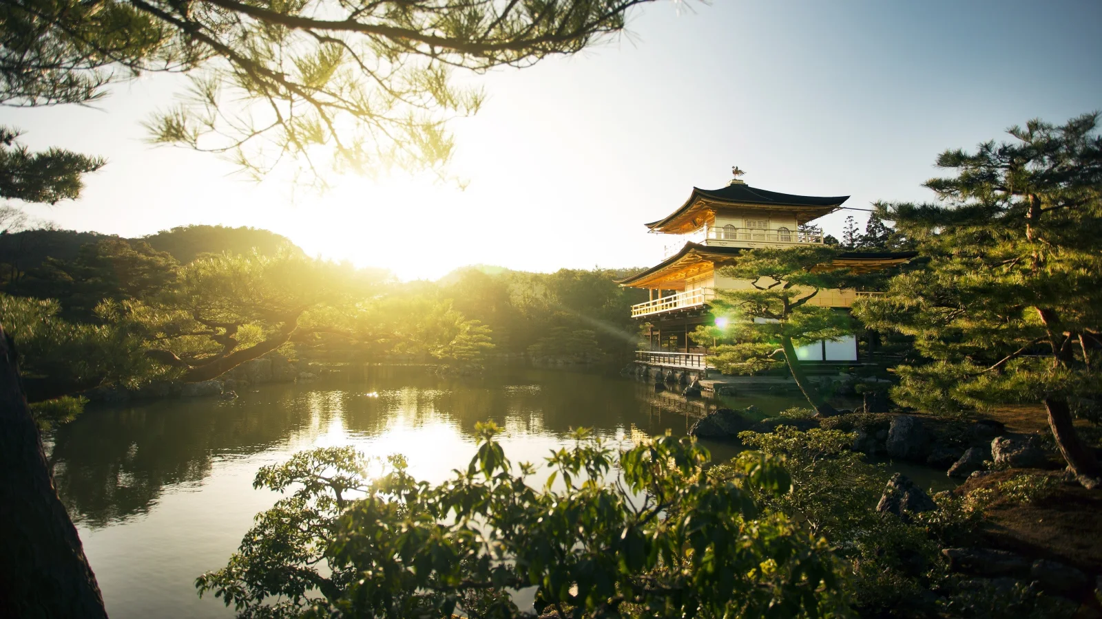 Teich bei Sonnenaufgang, Japan