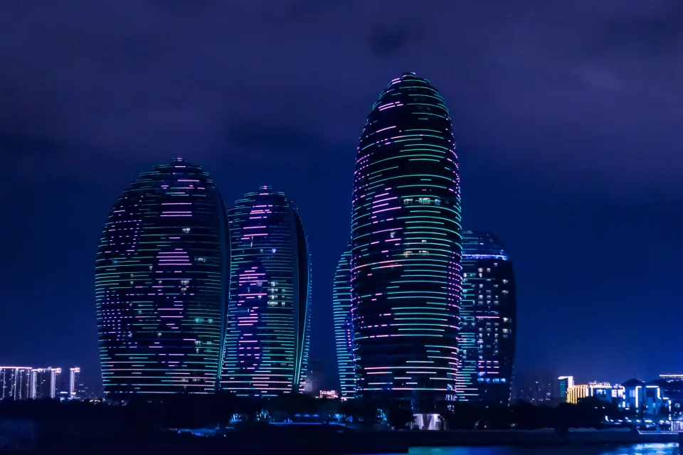 Hochhäuser Stadt bei Nacht, China