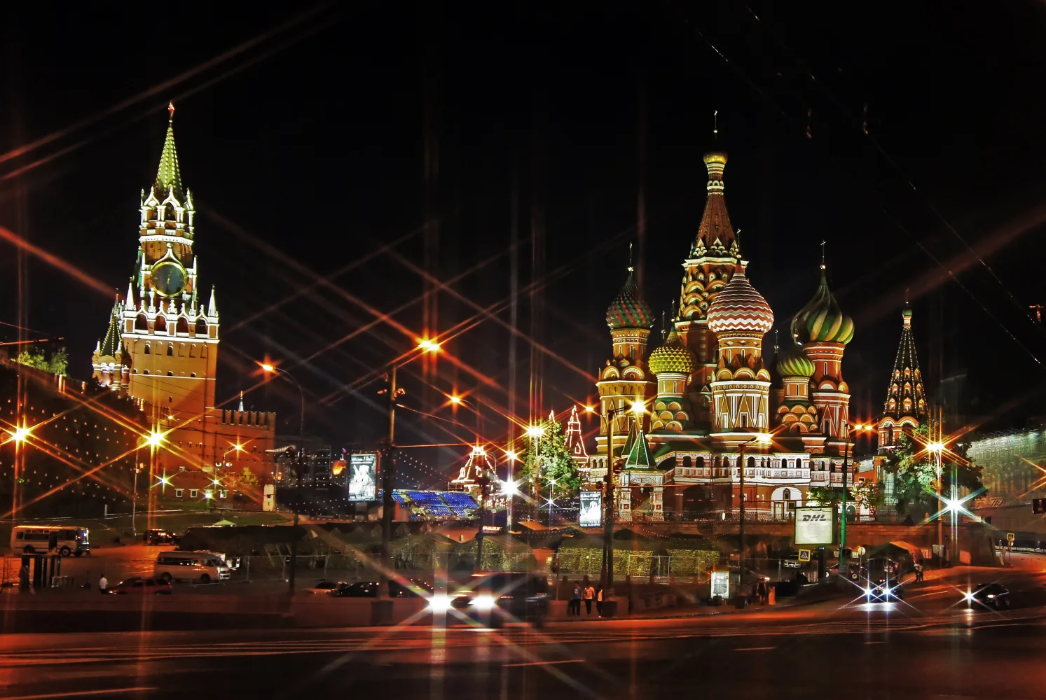 Moskau und leuchtende Leuchten