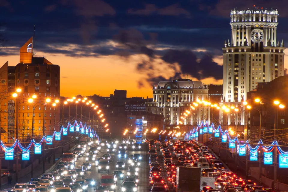 Stau auf den Straßen Moskaus