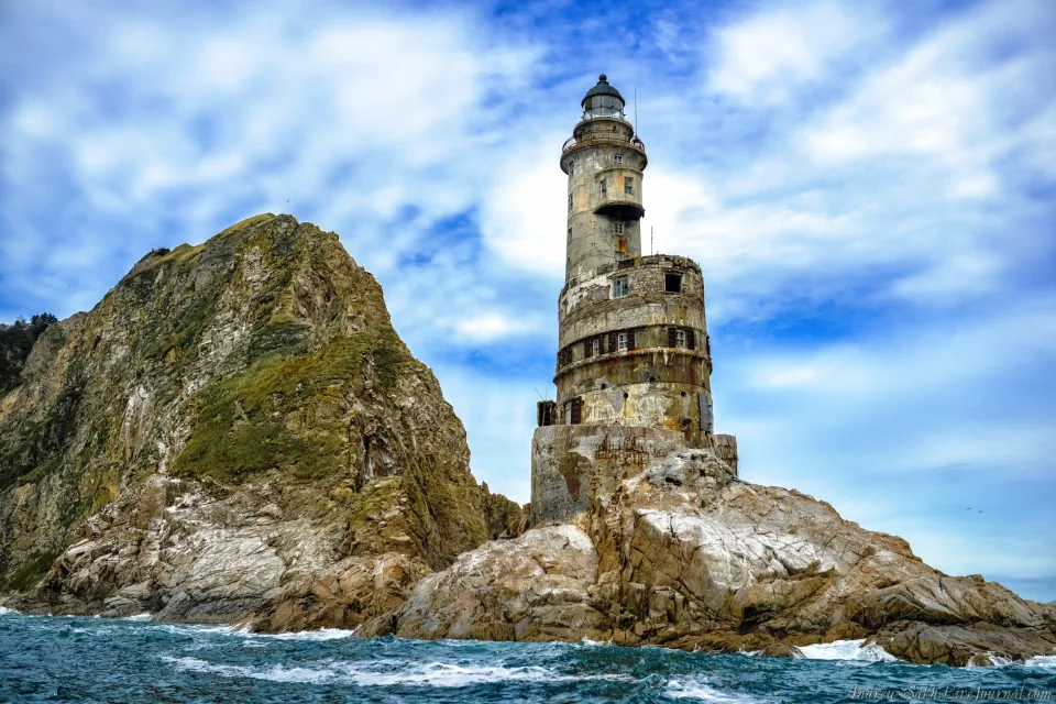 Verlassener Leuchtturm auf Insel Sachalin, Russland