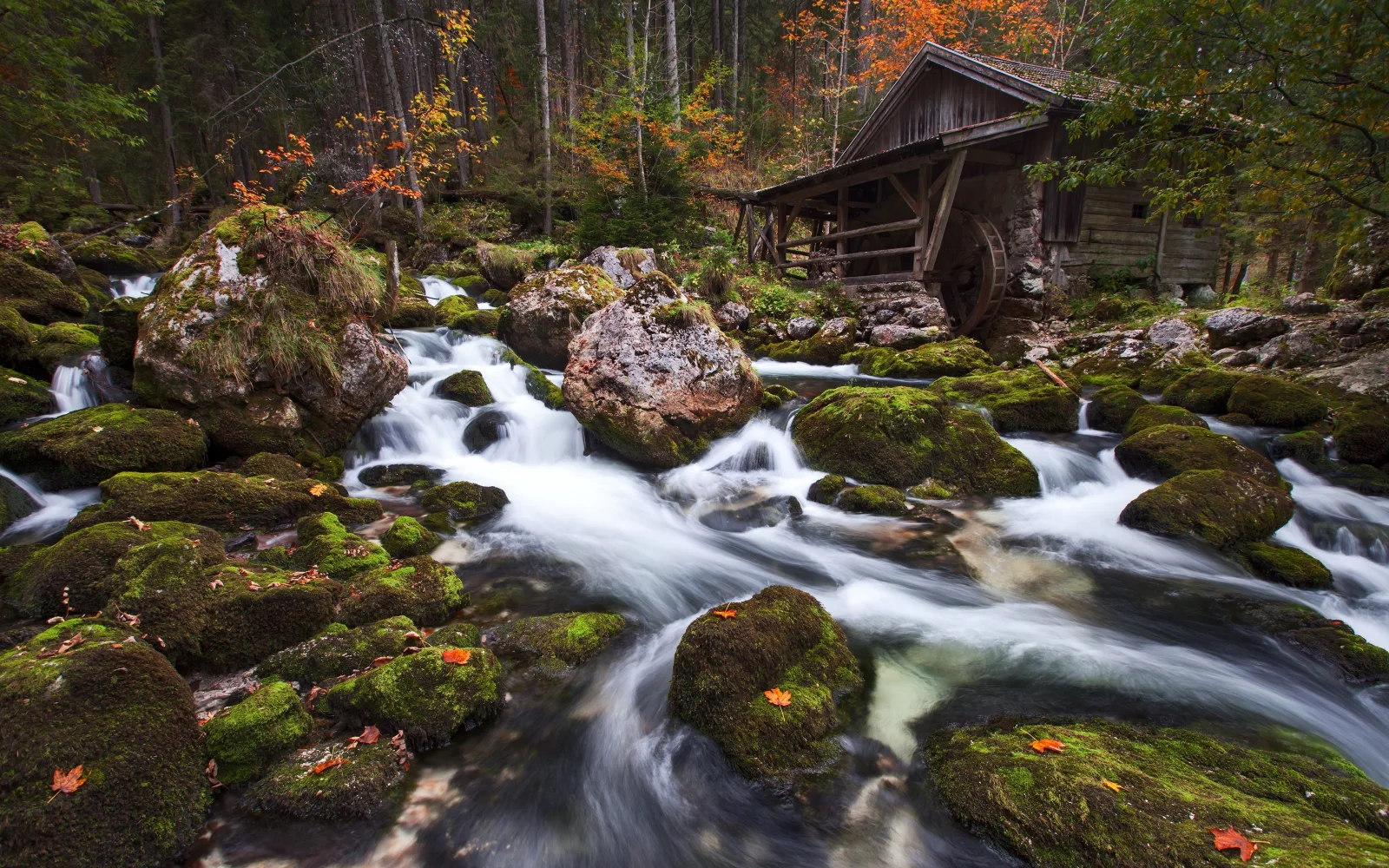 Große Kalte Felsen im Wasser Waldwasserfalls