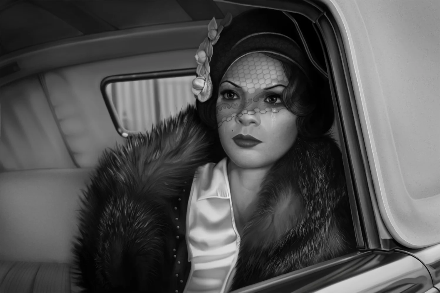 Frau in Retro Hut