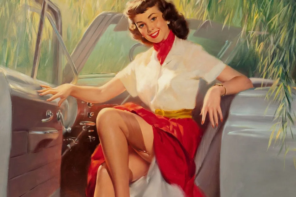 Frau in roten, Retro