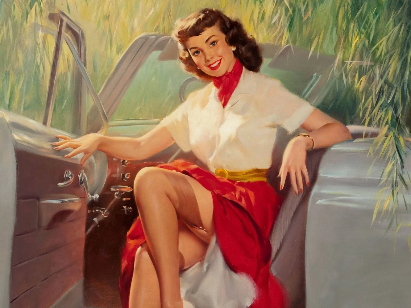 Frau in roten, Retro