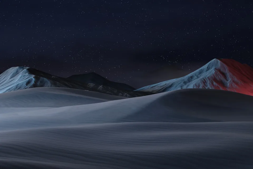 Snow Berge Starry Himmel