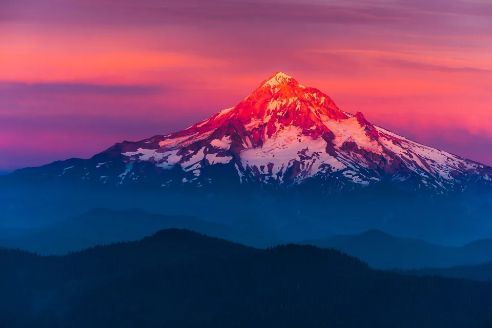 Vulkan Mount Hood im Sonnenlicht USA