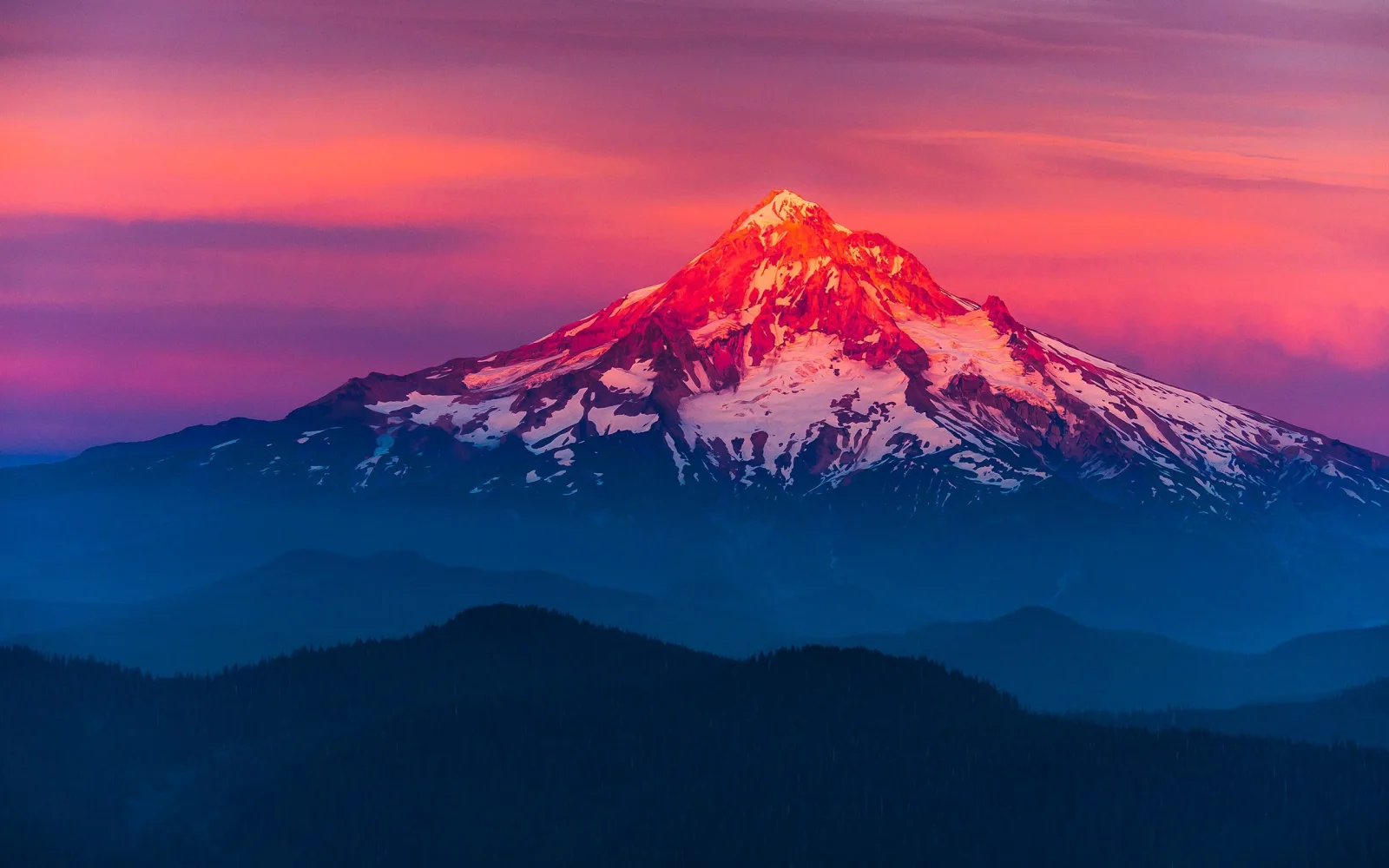 Vulkan Mount Hood im Sonnenlicht USA