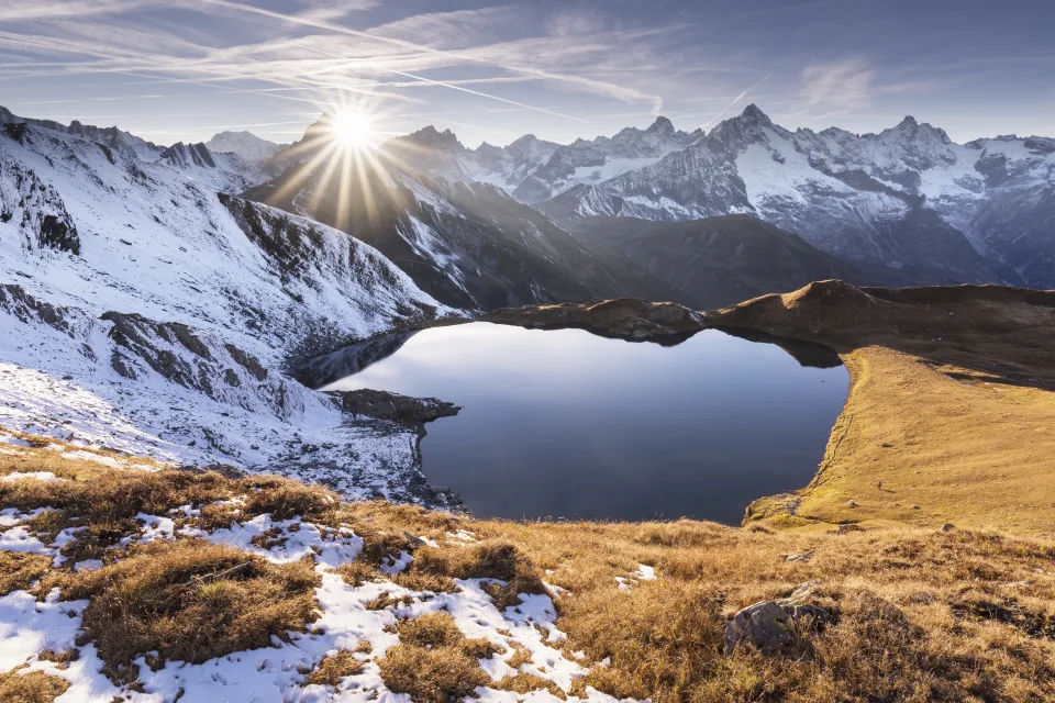 Heart lake Sonne rays