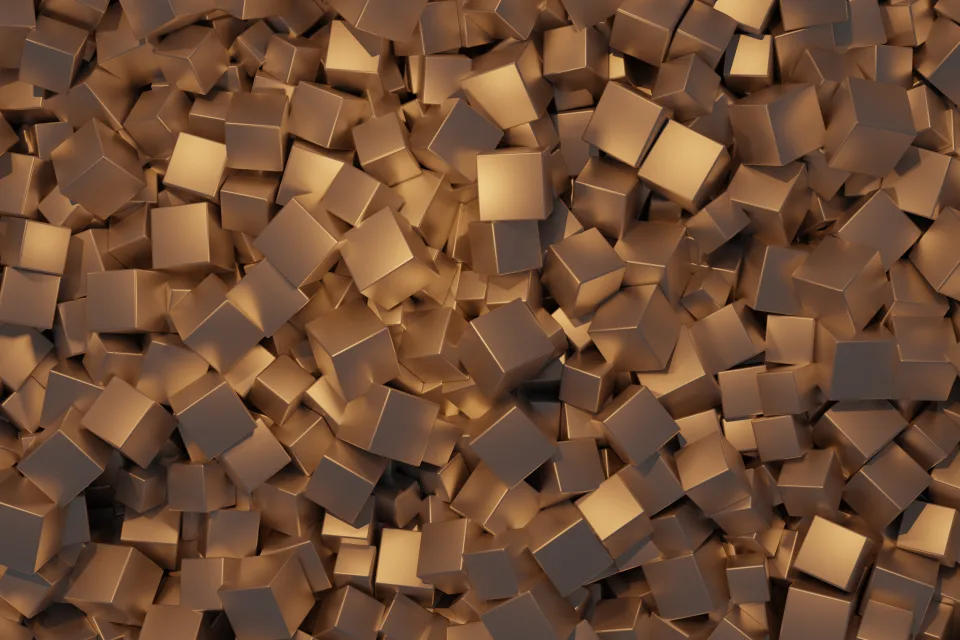 3D Würfel vor goldenem Hintergrund
