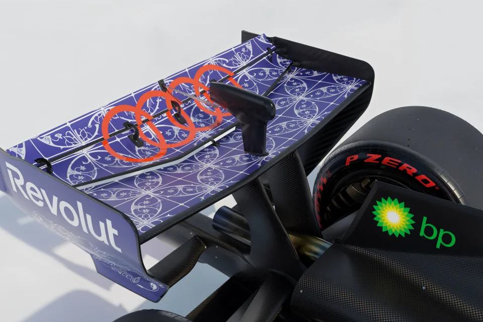 Audi R26 F1 Detail Revolut Wing & Pirelli Tire in 4K