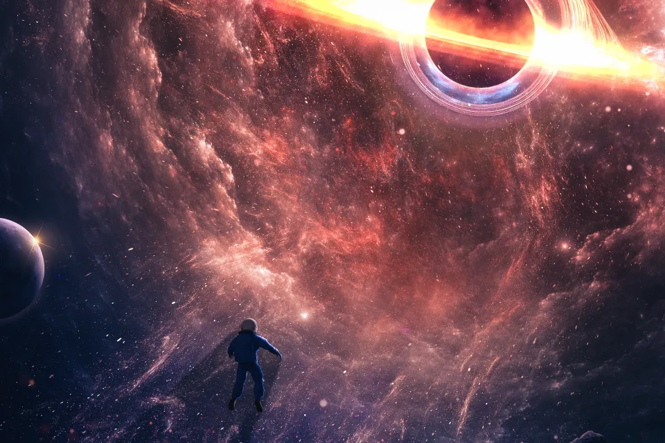 Astronaut Schwarz hole
