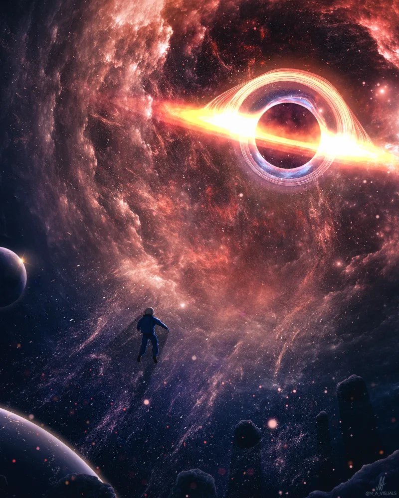 Astronaut Schwarz hole