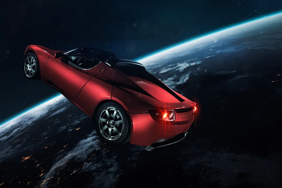 Elon Musk's Tesla Roadster Tesla in Weltraum
