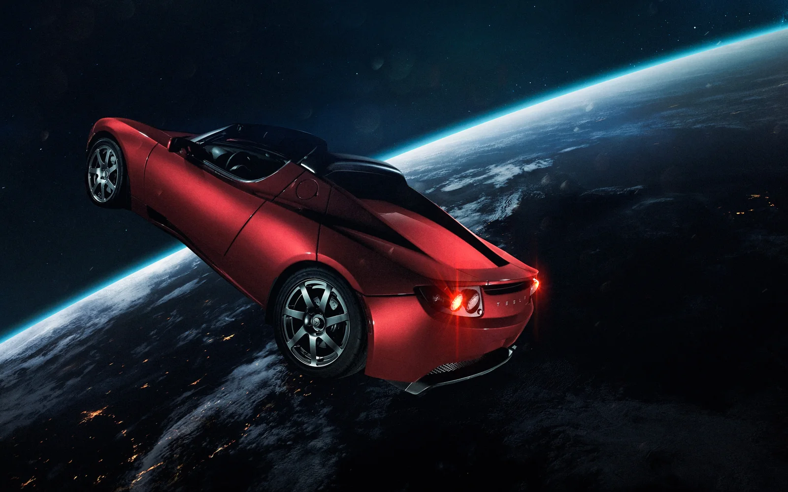 Elon Musk's Tesla Roadster Tesla in Weltraum